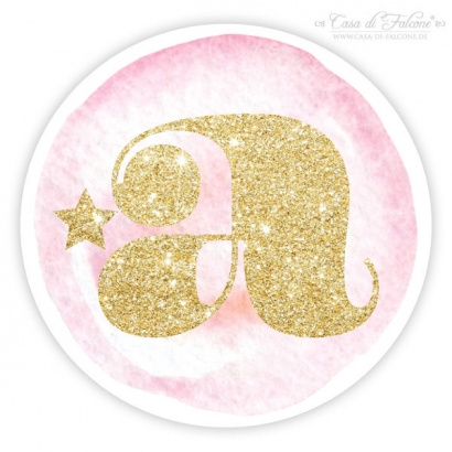Zahlenaufkleber gold glitzer - rosa