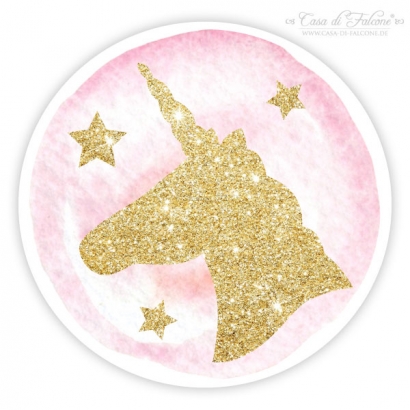 Aufkleber Einhorn gold glitzer