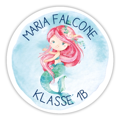 Namensaufkleber fr Schule Meerjungfrau