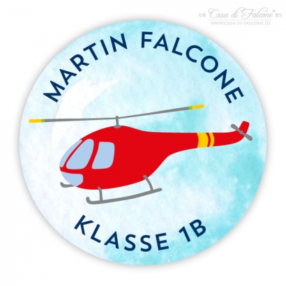 Schulaufkleber I Namensaufkleber fr die Schule Helikopter