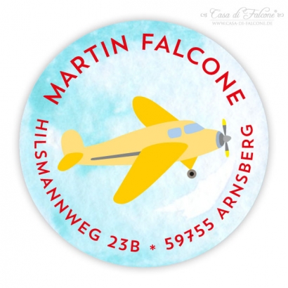 Namensaufkleber fr Schule Flugzeug