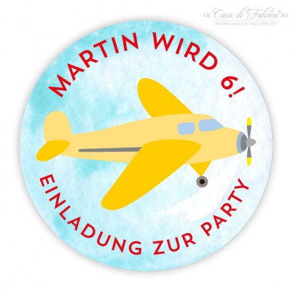 Namensaufkleber fr Schule Flugzeug