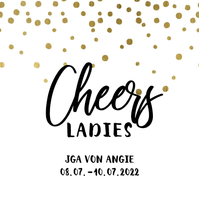 JGA I Hochzeit Prosecco Dose Banderole Dots gold