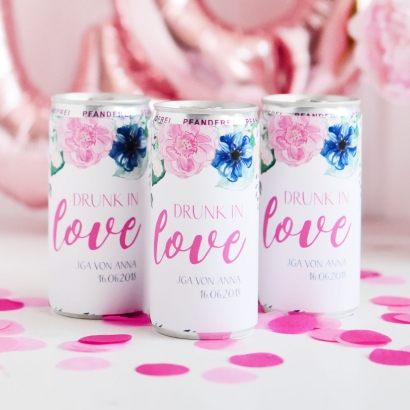 JGA I Hochzeit Banderole fr Prosecco Getrnkedosen, floral