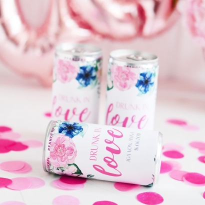 JGA I Hochzeit Banderole fr Prosecco Getrnkedosen, floral