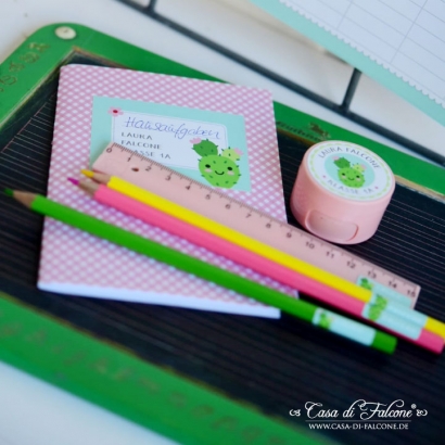 Namensaufkleber Set fr Schule Kaktus