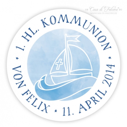 Personalisierte Aufkleber zur Kommunion Boot