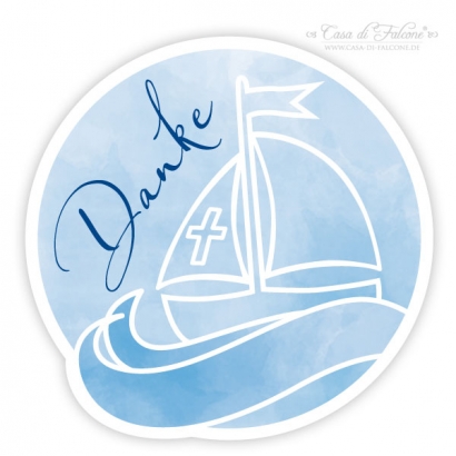 Dankeaufkleber zur Kommunion, Boot