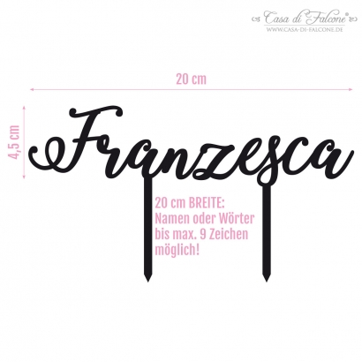Personalisierter Cake Topper mit Namen, Kalligrafie