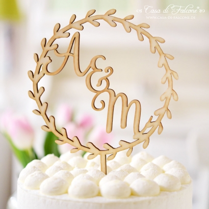 Hochzeit Caketopper mit Namen, Ranke rund