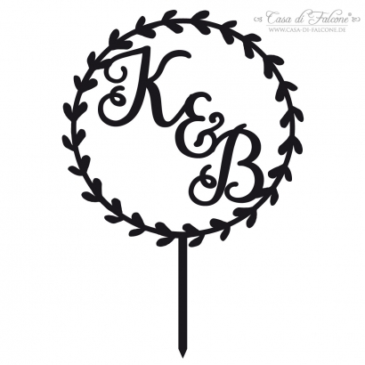 Hochzeit Caketopper mit Namen, Ranke rund
