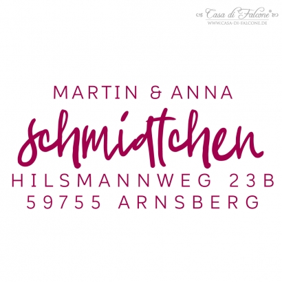 Adressstempel personalisiert mit Doppelnamen
