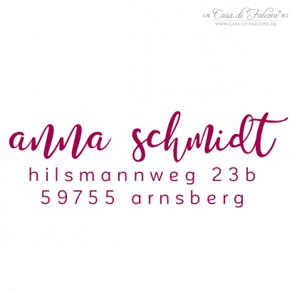 Adressstempel personalisiert, Kalligrafie