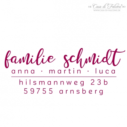 Adressstempel personalisiert, Kalligrafie
