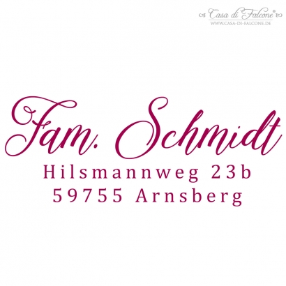 Adressstempel personalisiert, Schreibschrift