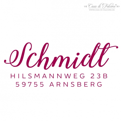 Familienstempel personalisiert, Kalligrafie