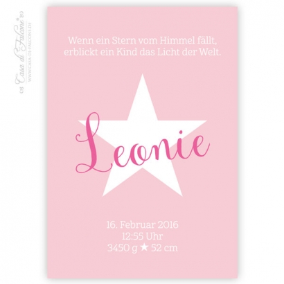 Personalisiertes Poster mit Geburtsdaten, Stern