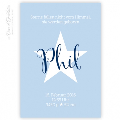 Personalisiertes Poster mit Geburtsdaten, Stern