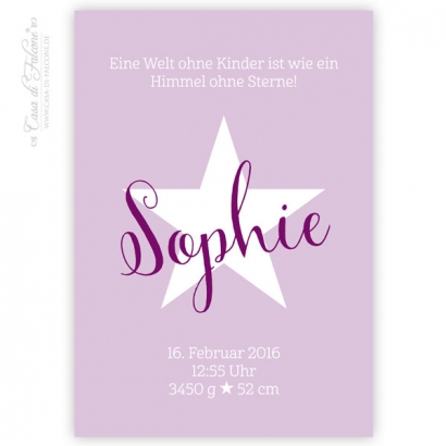 Personalisiertes Poster mit Geburtsdaten, Stern
