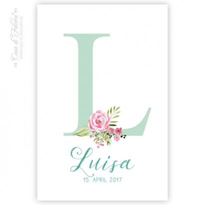 Personalisiertes Poster zur Geburt, Initiale floral