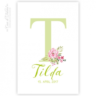 Personalisiertes Poster zur Geburt, Initiale floral
