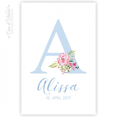 Personalisiertes Poster zur Geburt, Initiale floral