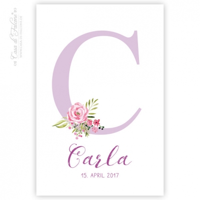 Personalisiertes Poster zur Geburt, Initiale floral