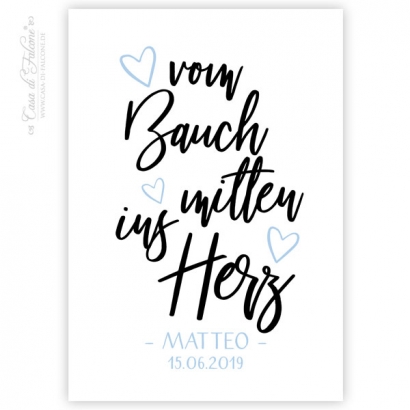 Personalisiertes Poster zur Geburt, vom Bauch mitten ins Herz