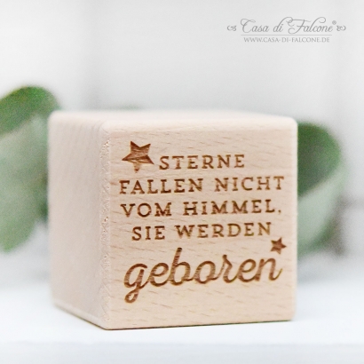 Personalisiertes 4er Holzwrfel-Set zur Geburt, Stern