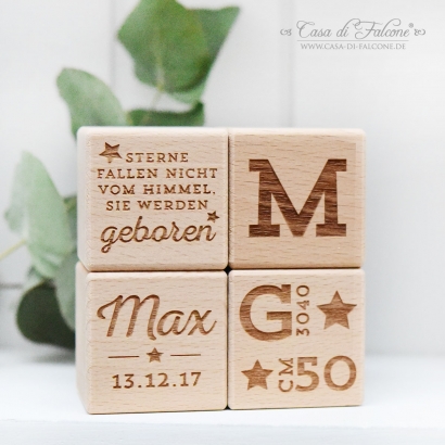 Gravierter Holzwrfel Buchstabe