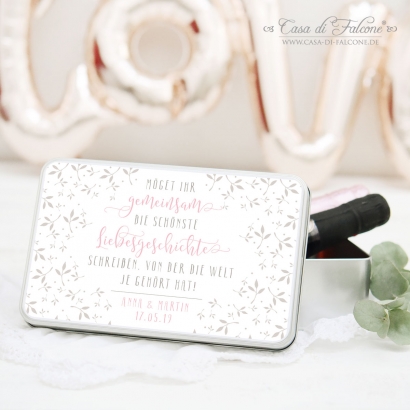Personalisierte Erinnerungsbox Hochzeit, Liebesgeschichte