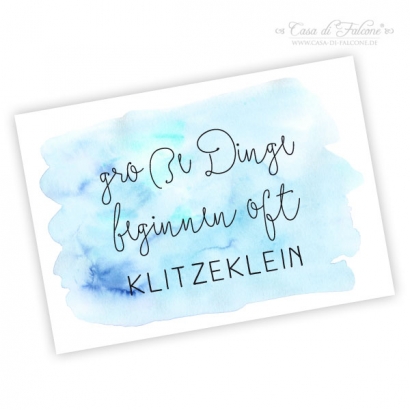 Postkarte zur Geburt, klitzeklein blau