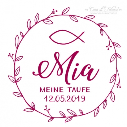 Personalisierter Stempel zur Kommunion, Fisch Ranke