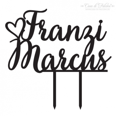 Cake topper Kalligrafie, personalisiert mit Namen