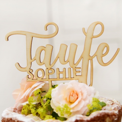 Personalisierter Cake topper zur Taufe, Kalligrafie