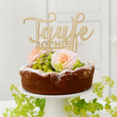 Personalisierter Cake topper zur Taufe, Kalligrafie