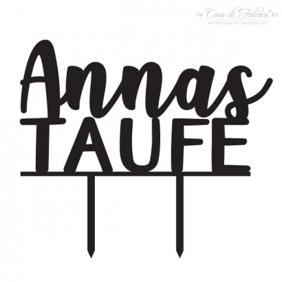 Personalisierter Cake topper zur Taufe, Schreibschrift
