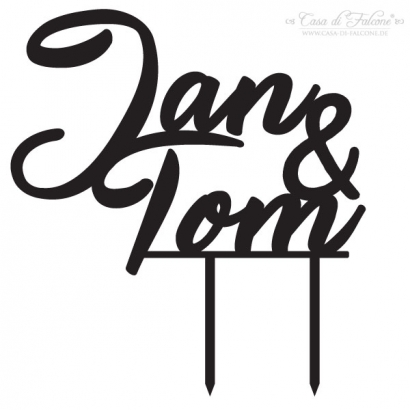 Cake topper Kalligrafie, personalisiert mit Namen