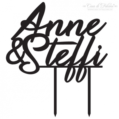 Cake topper Kalligrafie, personalisiert mit Namen
