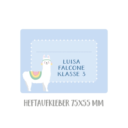 Namensaufkleber Set fr die Schule Lama