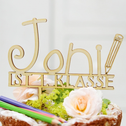 Cake topper zur Einschulung, personalisiert mit Namen