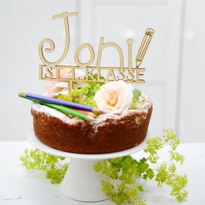Cake topper zur Einschulung, personalisiert mit Namen