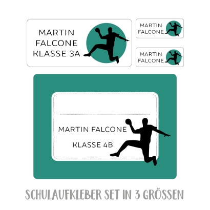 Namensaufkleber Set fr die Schule Handball