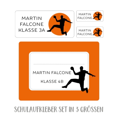 Namensaufkleber Set fr die Schule Handball