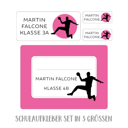 Namensaufkleber Set fr die Schule Handball