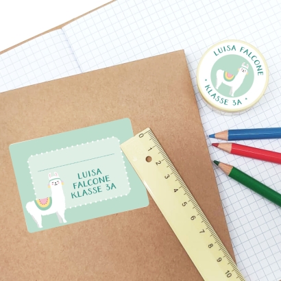 Schulaufkleber I Namensaufkleber fr die Schule Lama