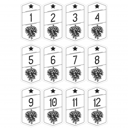 Adventskalender Aufkleber Tannenzapfen retro