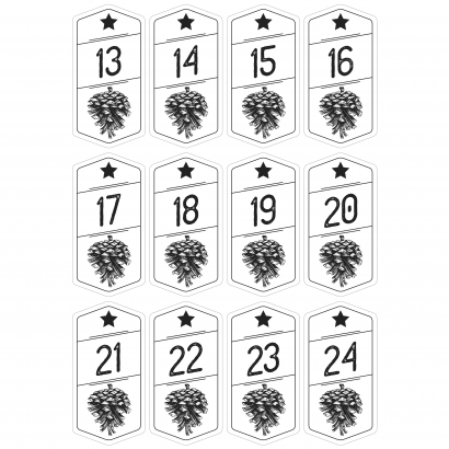 Adventskalender Aufkleber Tannenzapfen retro