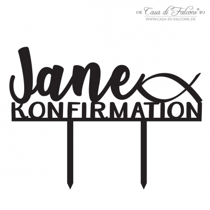 Kommunion Cake topper Fisch, personalisiert