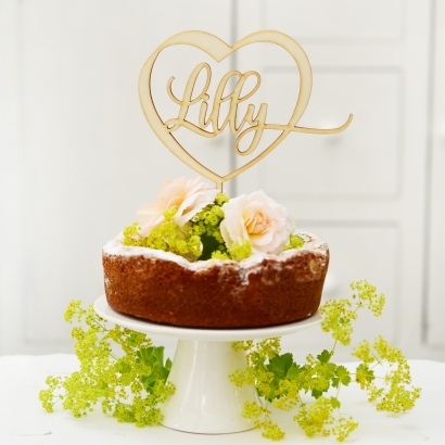 Personalisierter Caketopper mit Namen, Herz